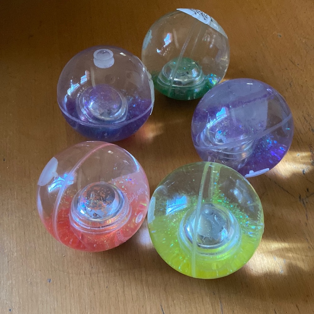 5pc GreenBrier International Corp Glitter Bouncy Balls.